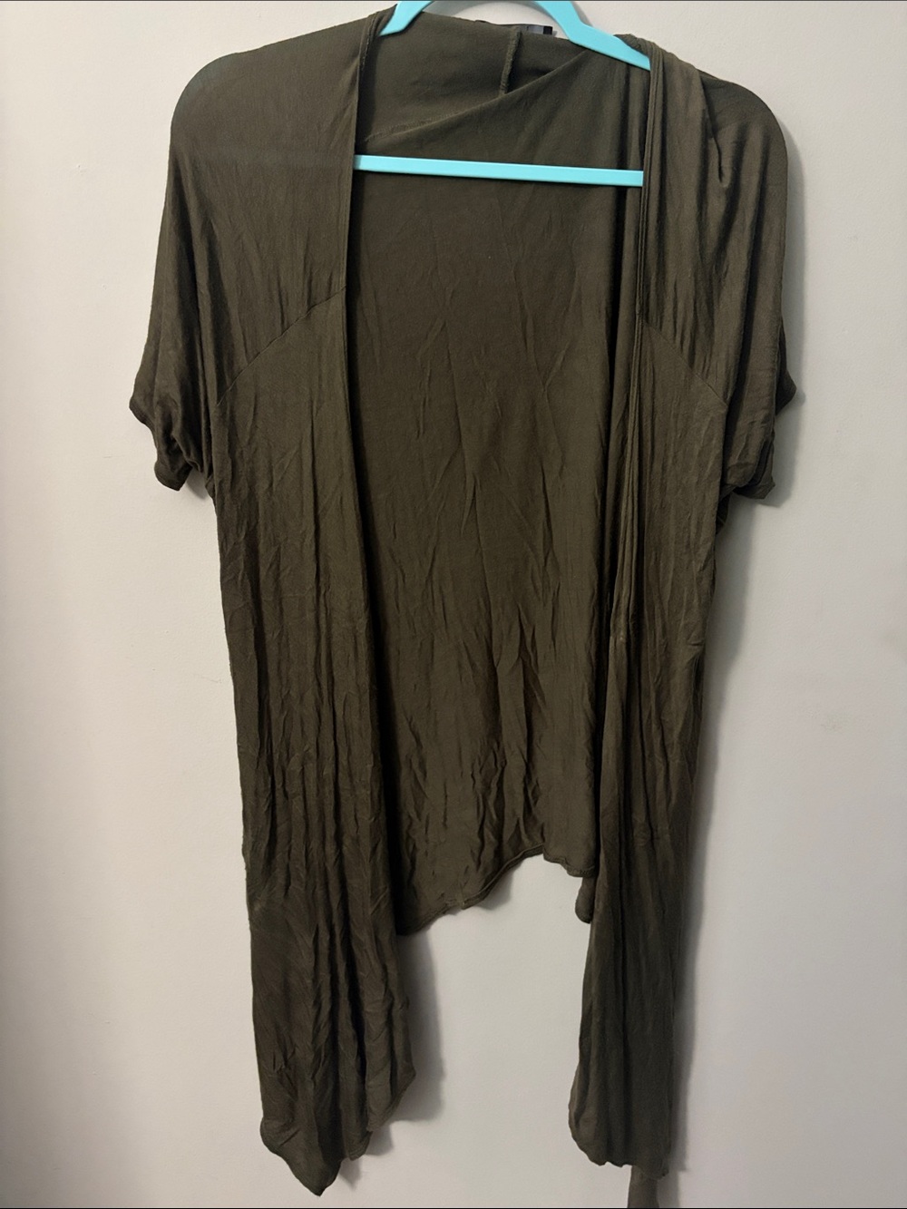 Shop Basic Olive Green Top with Open Neckline